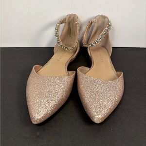 Copper Key Girls Glitter Flats Sz 11 Rose Gold Sparkle Dress Shoes